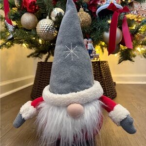 Festive Gray and Red Holiday Gnome